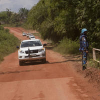 UNOCI team’s convoy on the road to Taï, Côte d'Ivoire. 